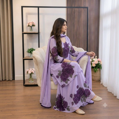 Veezal - 3 piece Lawn frock style Printed suit - VL1480