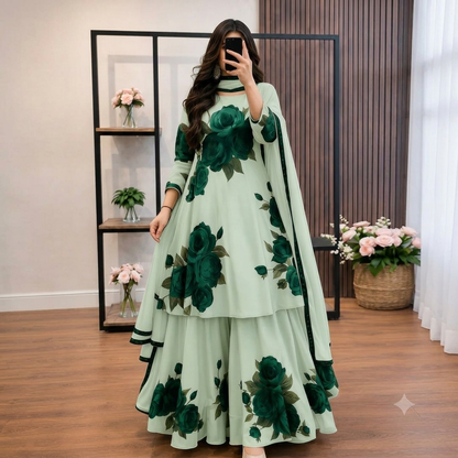 Veezal - 3 piece Lawn frock style Printed suit - VL1481