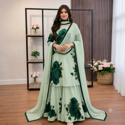 Veezal - 3 piece Lawn frock style Printed suit - VL1481