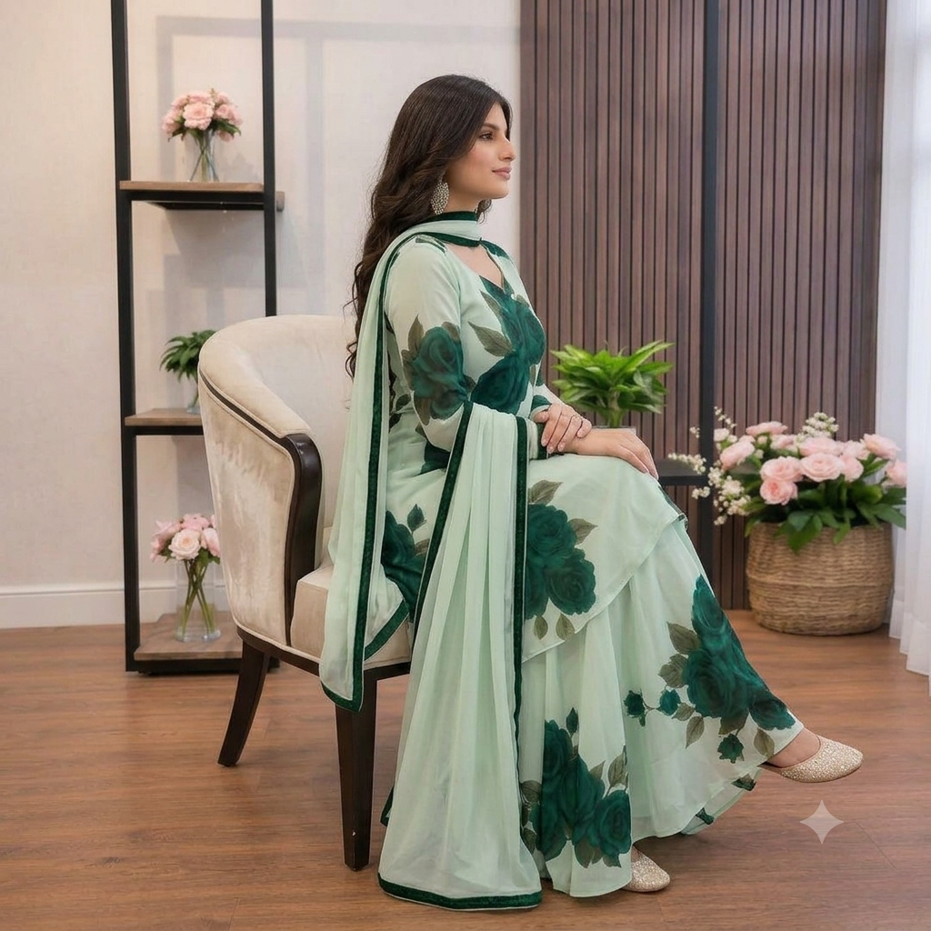 Veezal - 3 piece Lawn frock style Printed suit - VL1481