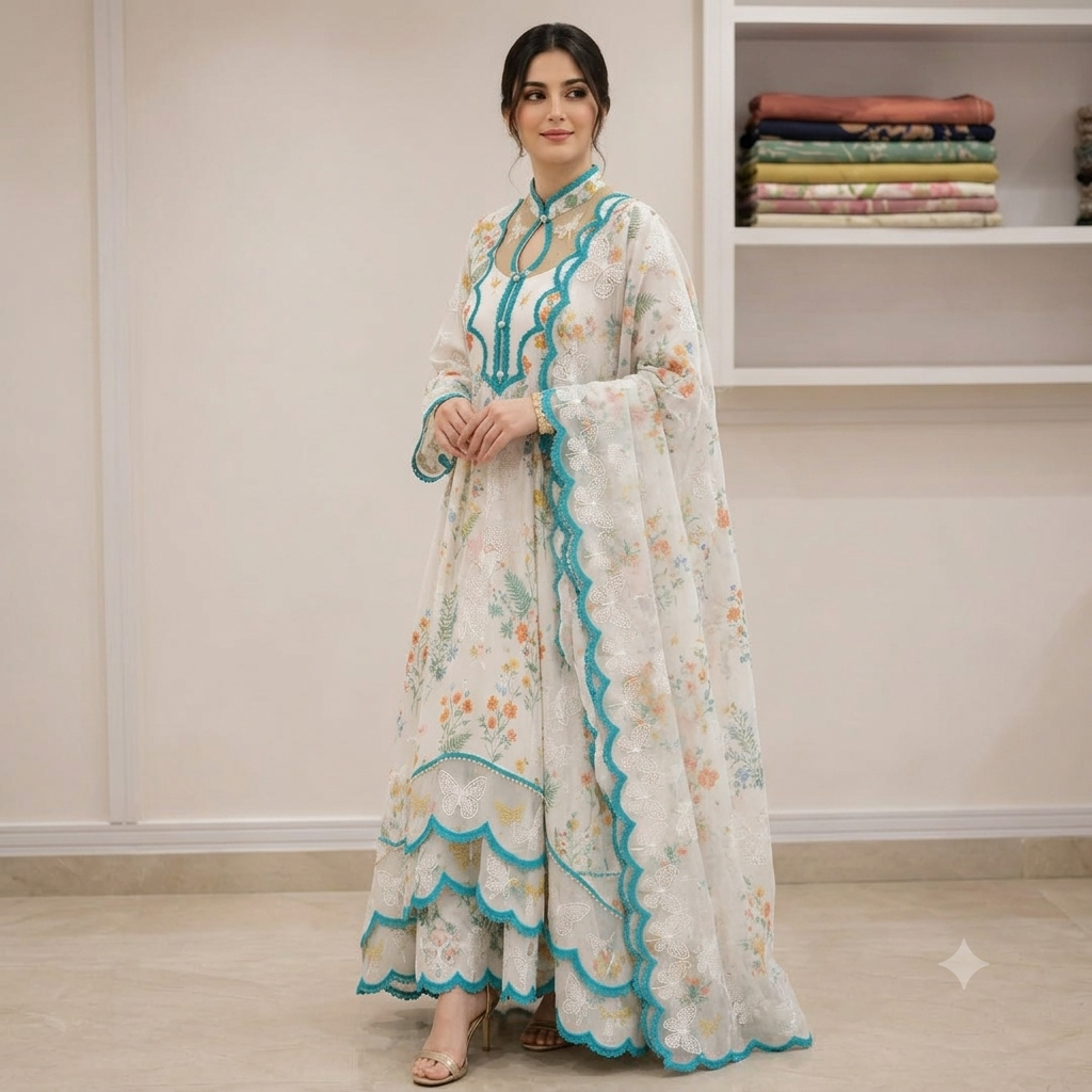 Veezal - 3 piece Lawn frock style Printed suit - VL1488