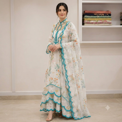 Veezal - 3 piece Lawn frock style Printed suit - VL1488