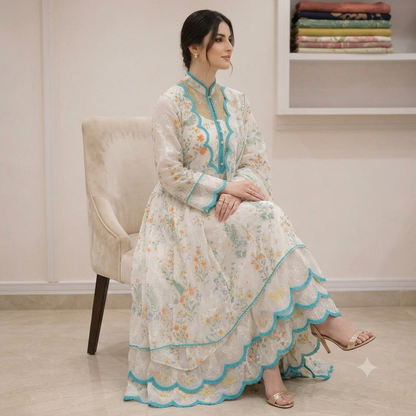 Veezal - 3 piece Lawn frock style Printed suit - VL1488