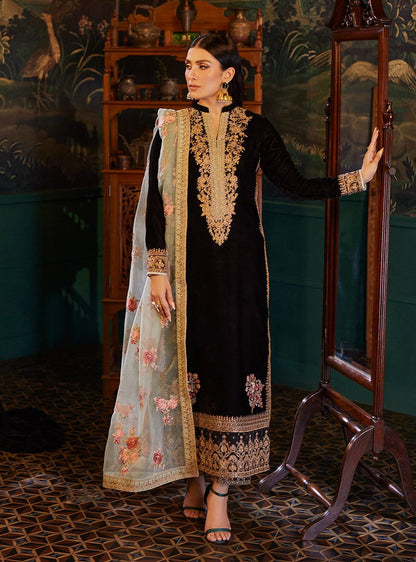 Zainab Chotani - Embroidered Velvet Dress - VL944