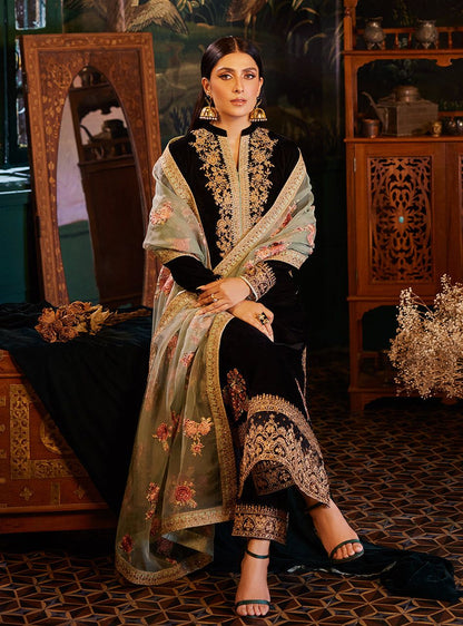 Zainab Chotani - Embroidered Velvet Dress - VL944
