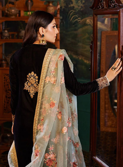 Zainab Chotani - Embroidered Velvet Dress - VL944