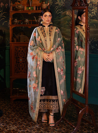 Zainab Chotani - Embroidered Velvet Dress - VL944