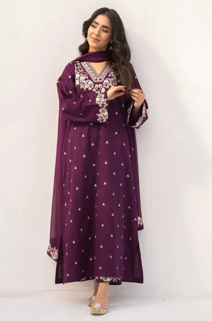 Dyot - Winter 3PC Dhanak Embroidered Suit - VL1192