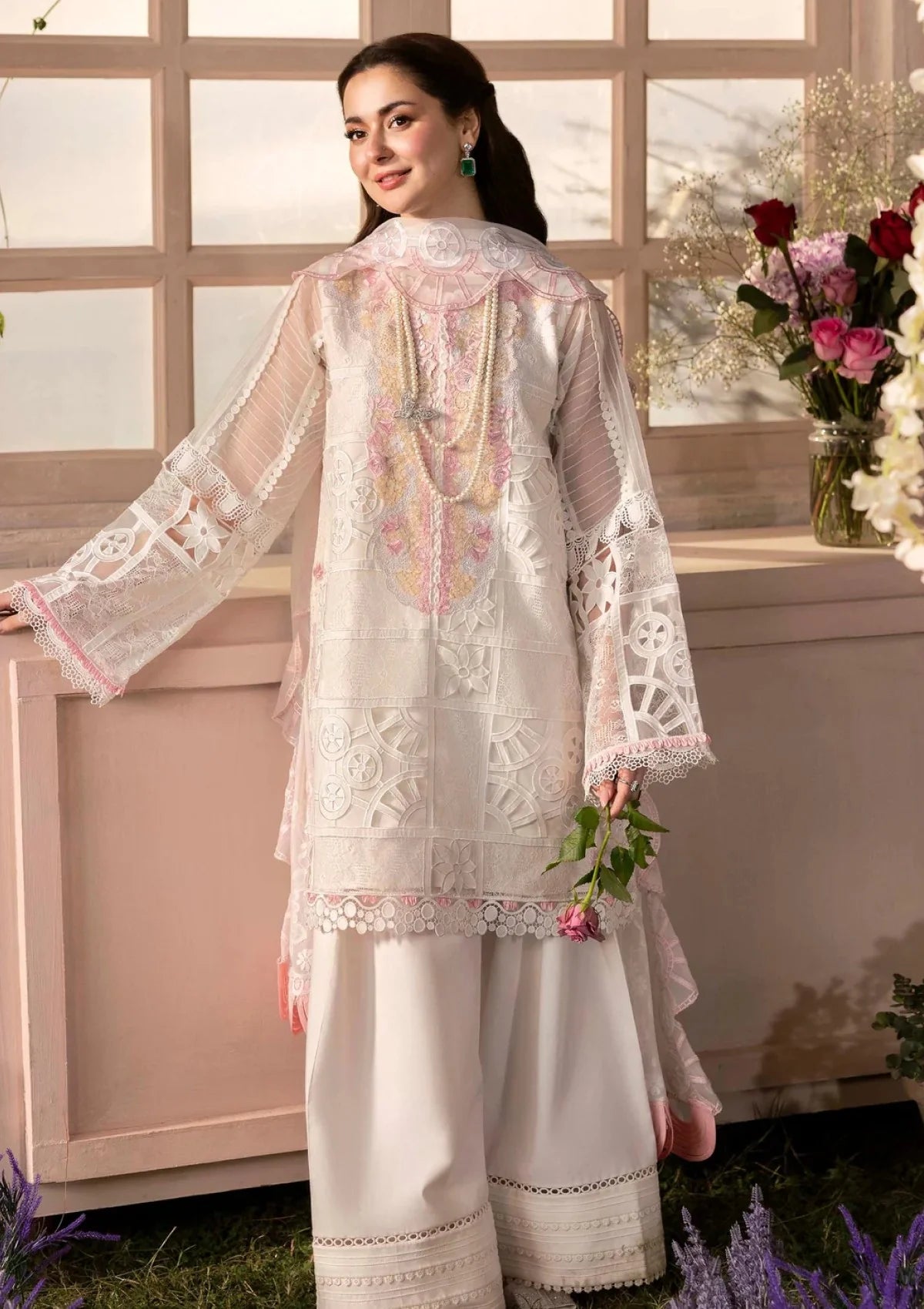 Crimson - 3PC LAWN HEAVY CHIKENKARI EMBROIDERED SUIT - VL1279