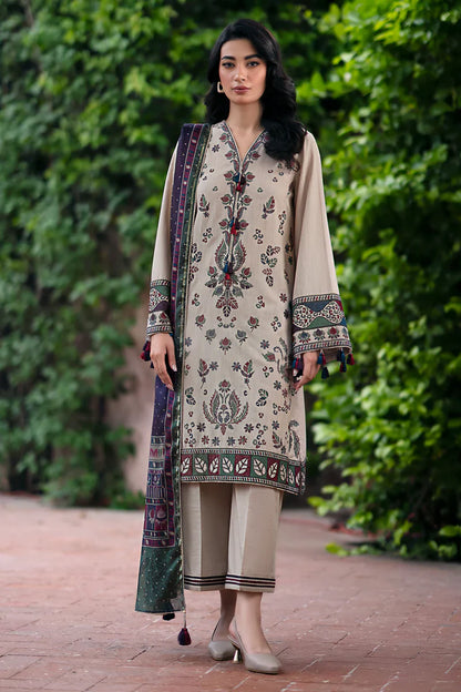 vl855 WINTER 3PC Dhanak Embroidered suit with Printed Shawl