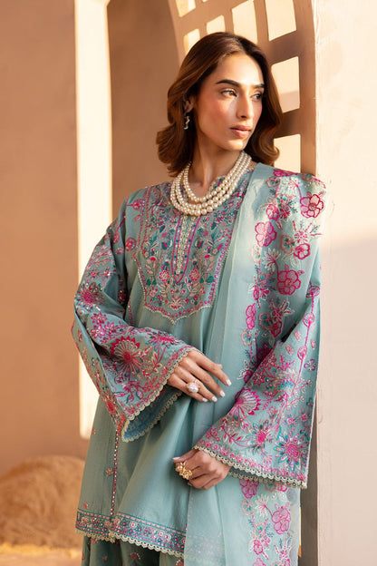 Veezal - 3PCs Embroidered Lawn Dress With Manaar Dupatta - VL1307