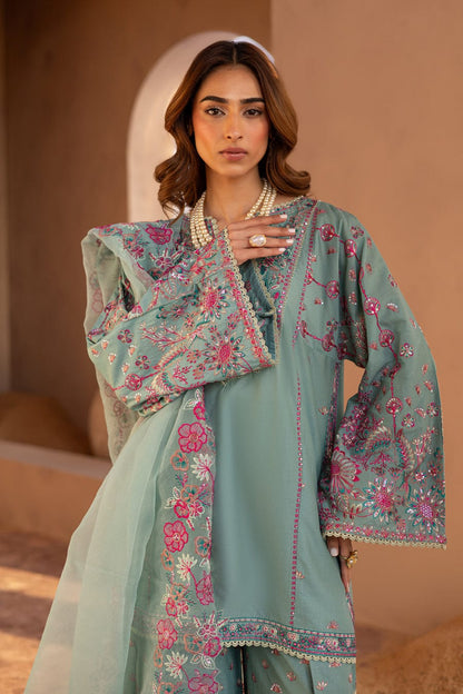 Veezal - 3PCs Embroidered Lawn Dress With Manaar Dupatta - VL1307