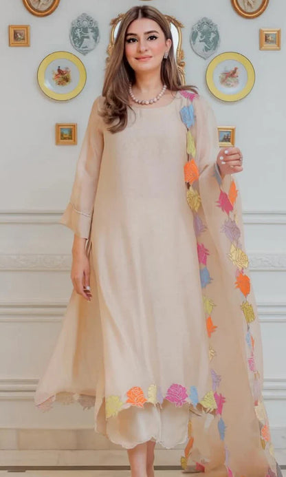 ZAB - 3PC (Unstitched) Lawn Embroidered Shirt With Embroidered Organza Dupatta - VL1300