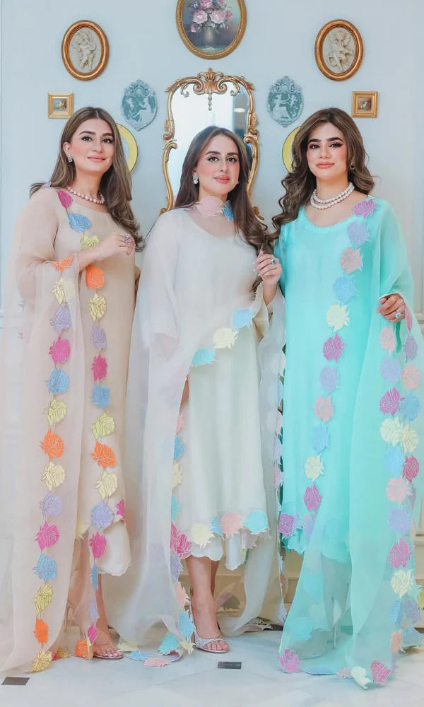 ZAB - 3PC (Unstitched) Lawn Embroidered Shirt With Embroidered Organza Dupatta - VL1300