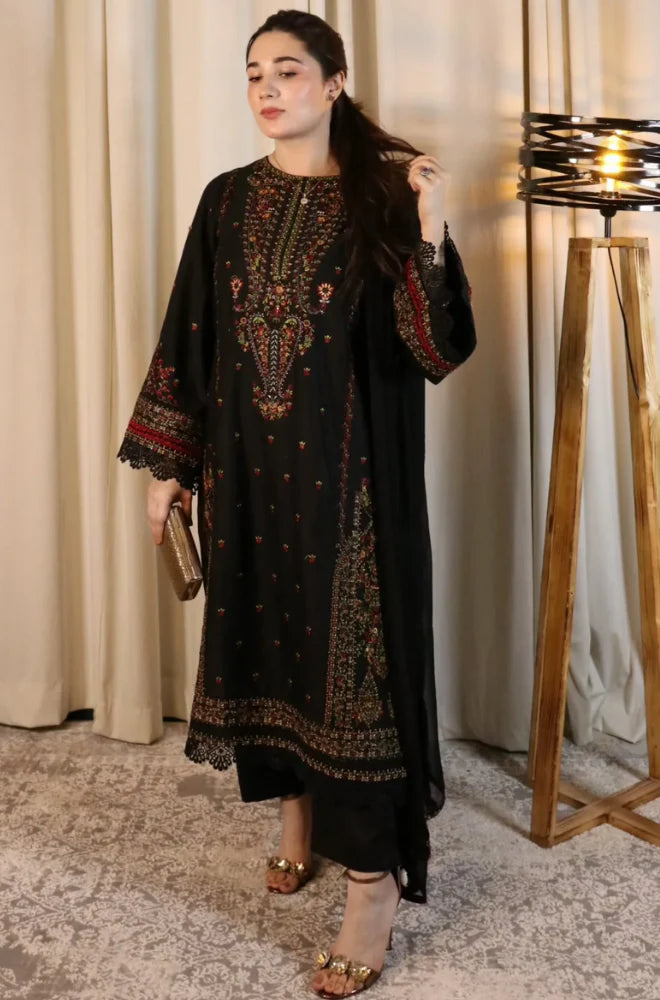 Zara Shahjahan - Winter 3PC Dhanak Embroidered Suit - VL1195