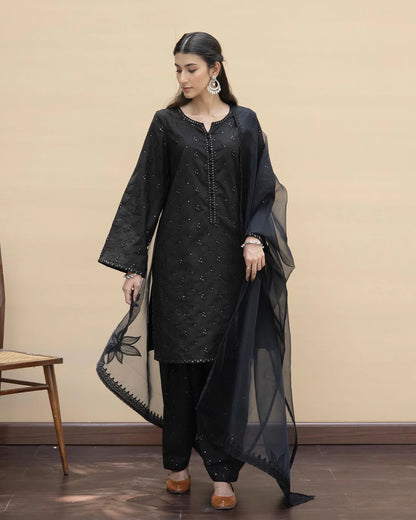 VL717 SUMMER 3PC Lawn Embroidered Shirt With Organza Embroidered Dupatta