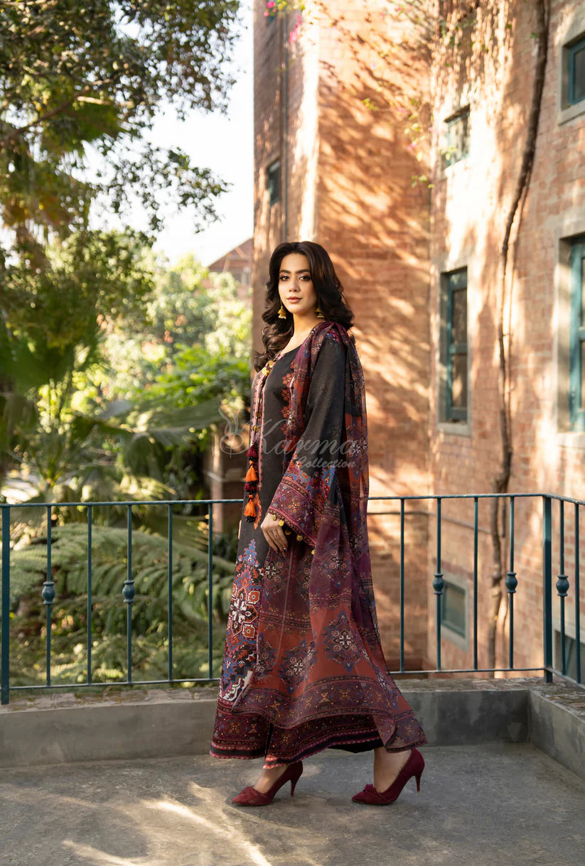 Maria b 3PCS UNSTITCHED SUIT FABRIC Digtal printed Silk - VL1483