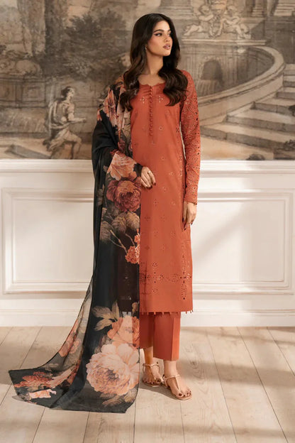 iznik Chilenkari Embroidered Dhanak Three Piece - VL1188