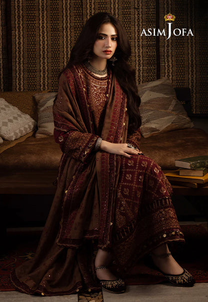 Asim Jofa, unstitched 3 piece Lawn sequence embroidered suit - VL1257