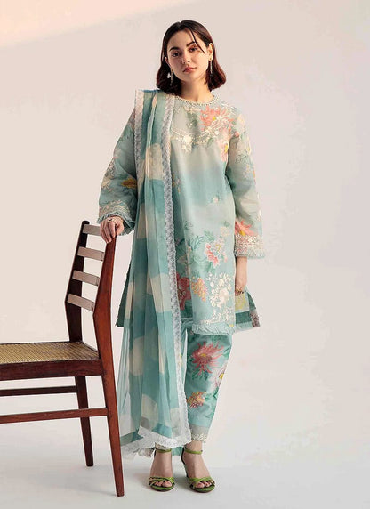 3-Pc Digital Printed with  Embroidered pathces Swiss Lawn Dppatta VL892