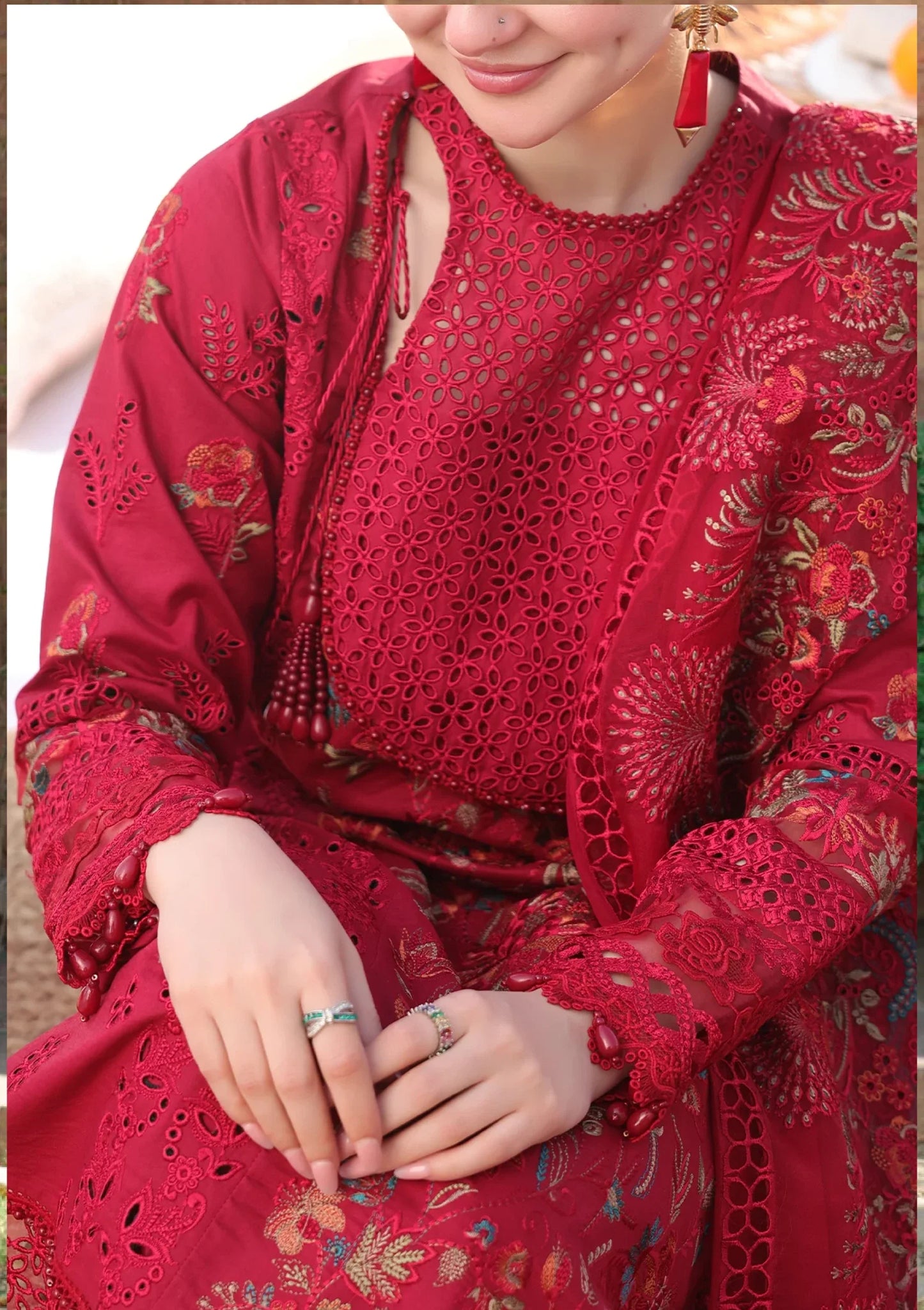 Qalamkar - Dhanak 3-Piece Embroidered Dress - VL1161
