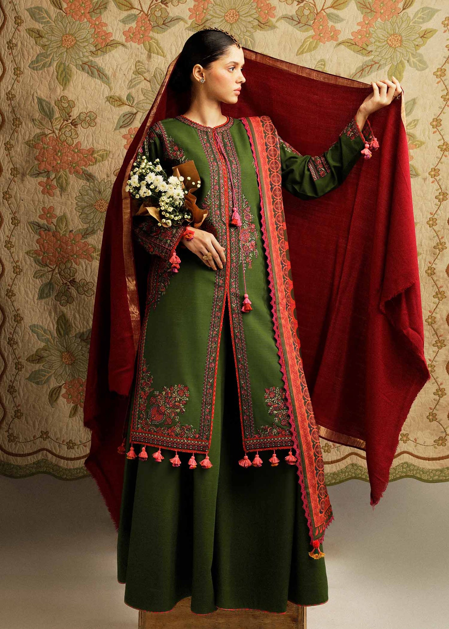 Rehan Rehar 3 Piece Embroidered Dhanak Suit - VL1233