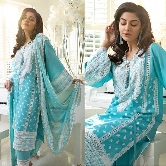 VL91 3.Piece Unstitched Heavy Embroidered Lawn Suit