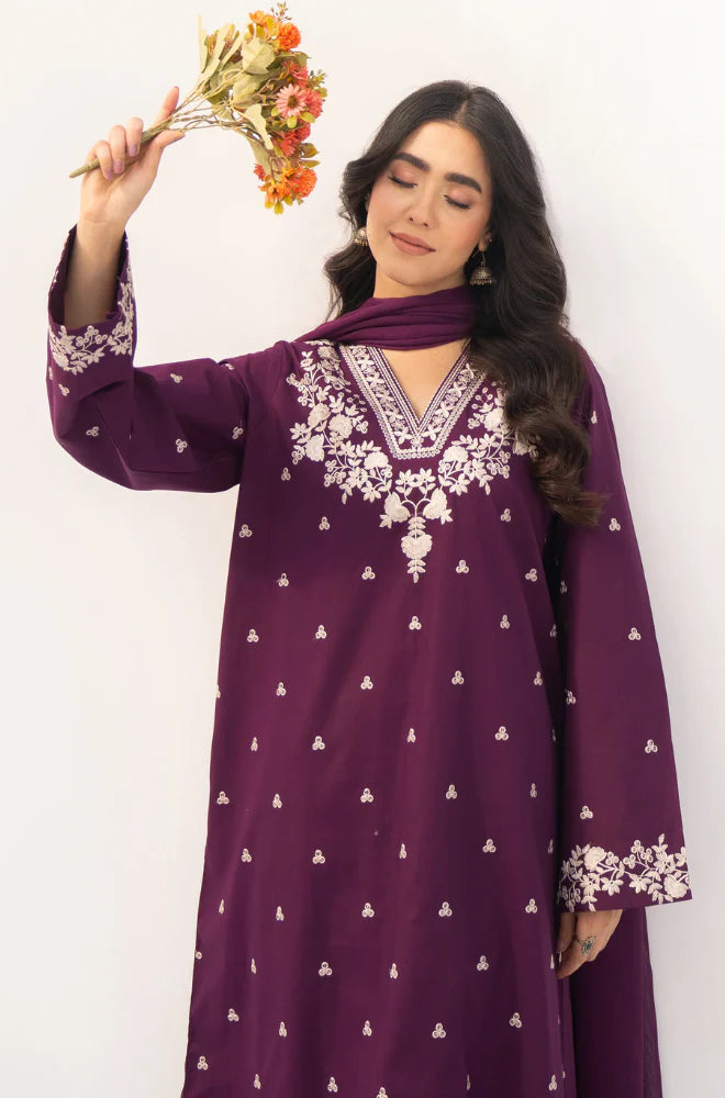 Dyot - Winter 3PC Dhanak Embroidered Suit - VL1192