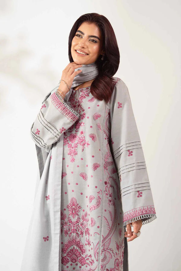 Nishat, unstitched 3 piece Dhanak sequence embroidered suit - VL1249