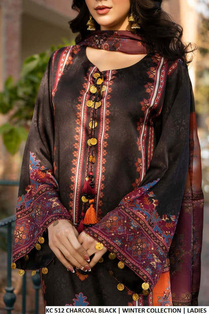 Maria b 3PCS UNSTITCHED SUIT FABRIC Digtal printed Silk - VL1483