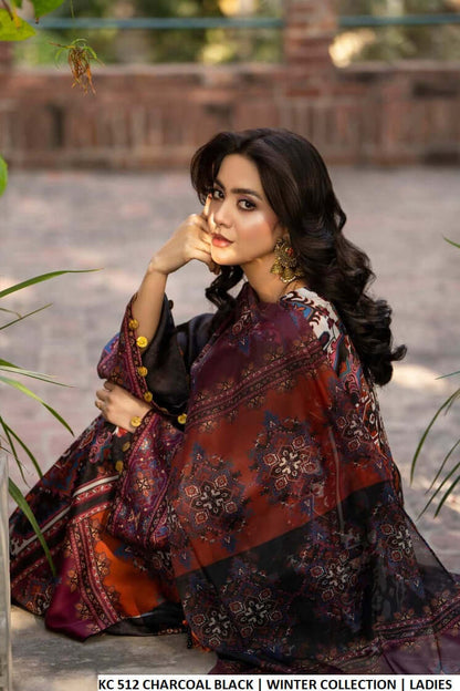 Maria b 3PCS UNSTITCHED SUIT FABRIC Digtal printed Silk - VL1483