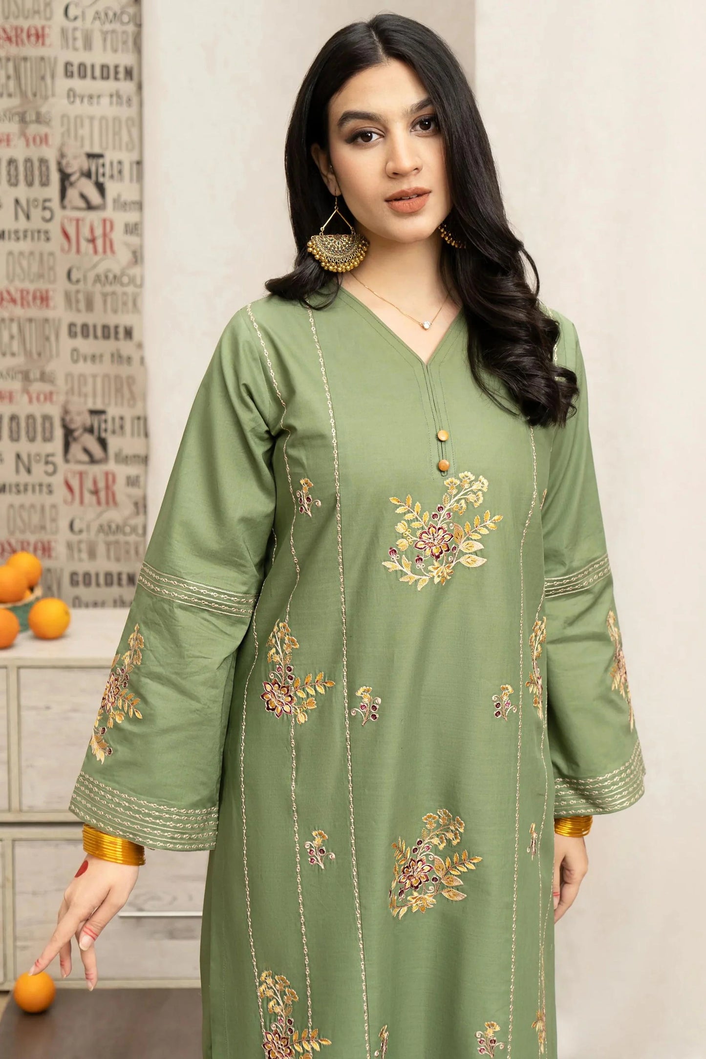 VL856 URGE - 3PC DHANAK EMBROIDERED SHIRT WITH PASHMINA PRINTED SHAWL