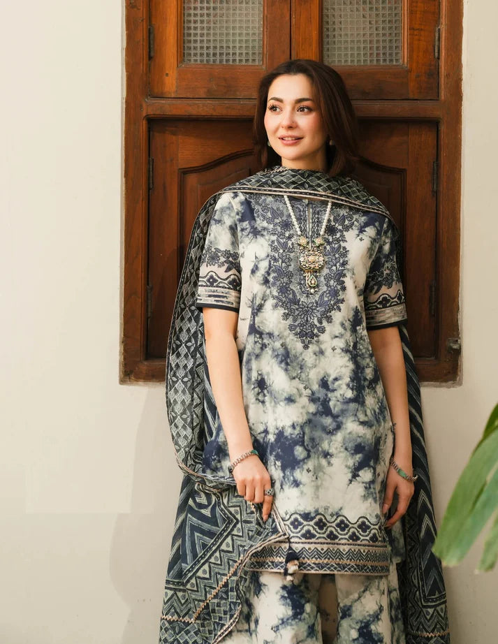 3-Pc Digital Printed with  Embroidered pathces Karandi Dppatta - VL1205