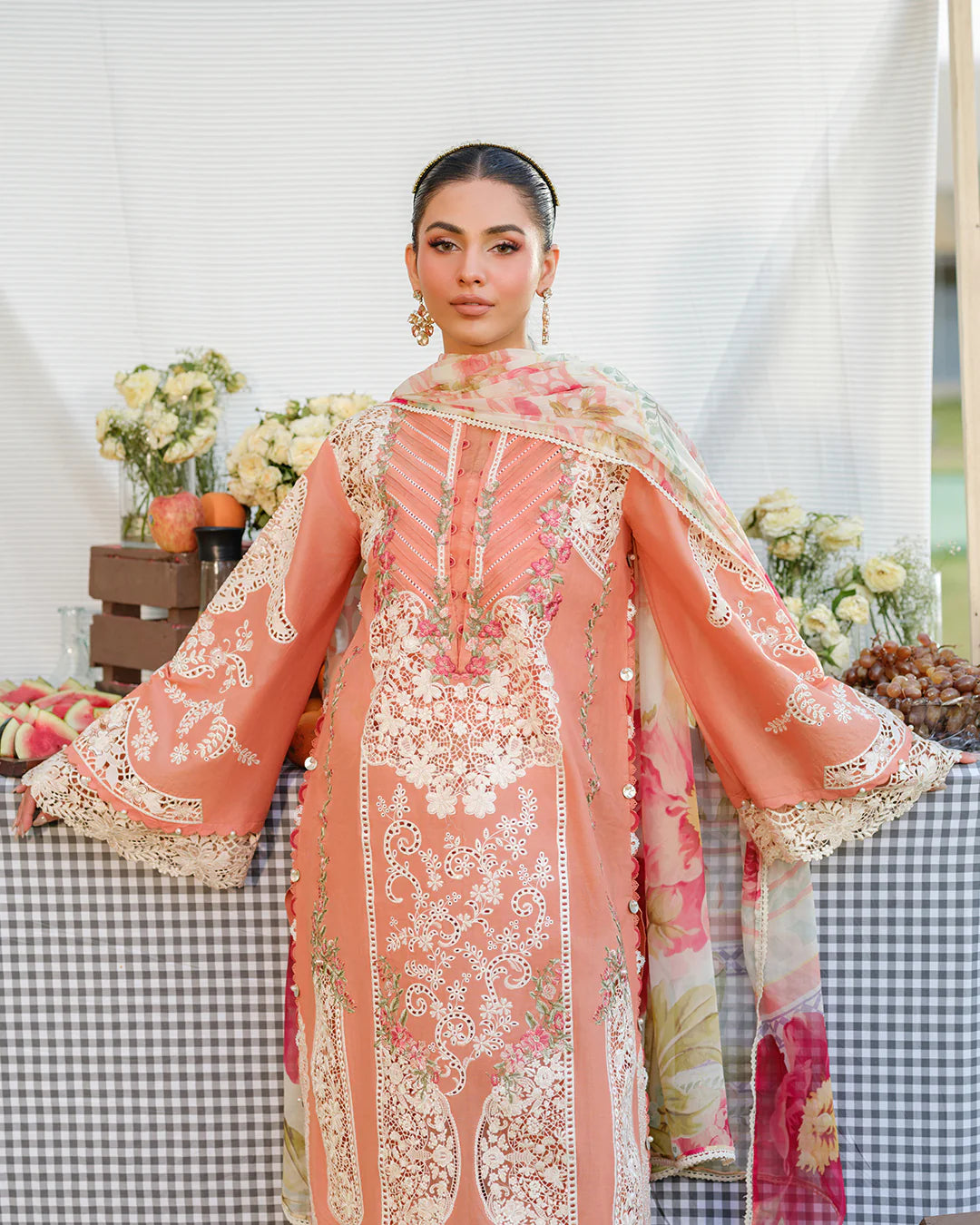 Elaf - Summer 3PC Lawn Chikenkari Embroidered Shirt - VL1320