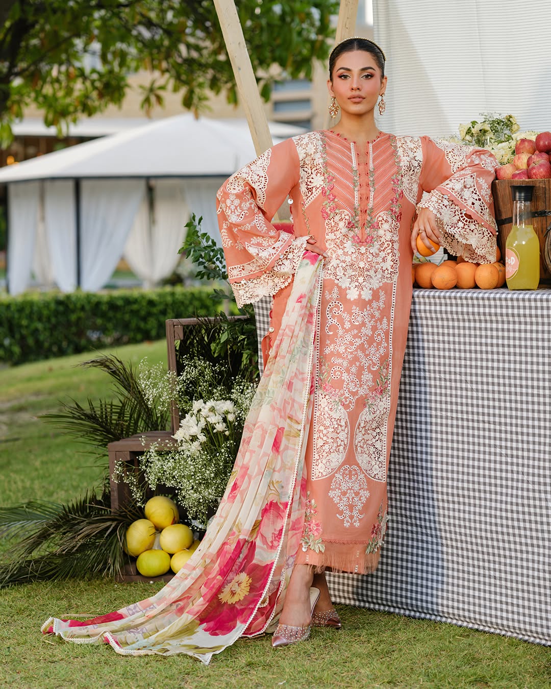 Elaf - Summer 3PC Lawn Chikenkari Embroidered Shirt - VL1320