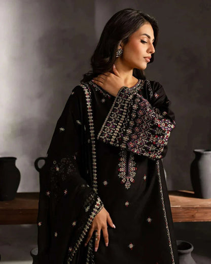Batik- 3PC DHANAK EMBROIDERED SHIRT WITH DHANAK EMBROIDERED SHAWL - VL1230