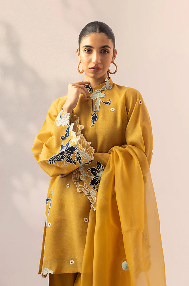 VL820 - 3PC Lawn Embroidered Shirt With Chiffon Embroidered Dupatta