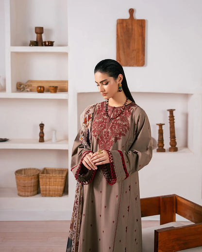 Baroque - 3PC Dhanak Embroidered Suit - VL1183