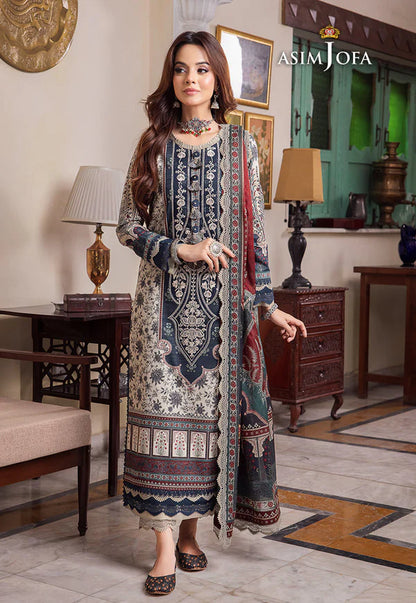 Asim Jofa - Summer 3PC Lawn Digital Print Dress - VL1254