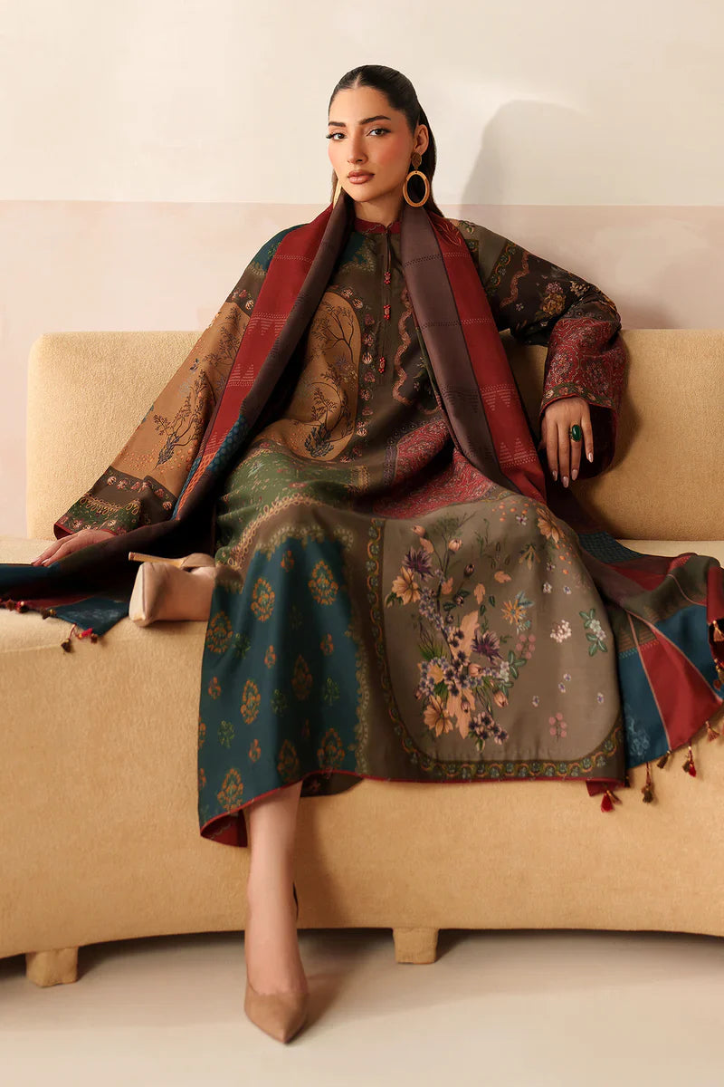 Baroque - Winter 3PC Karandi Digital Print Dress - VL1201