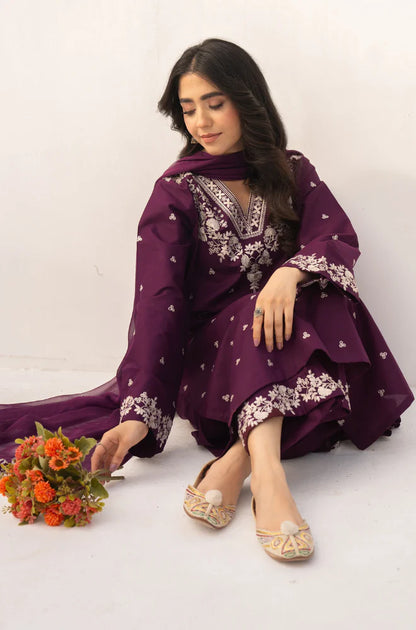 Dyot - Winter 3PC Dhanak Embroidered Suit - VL1192