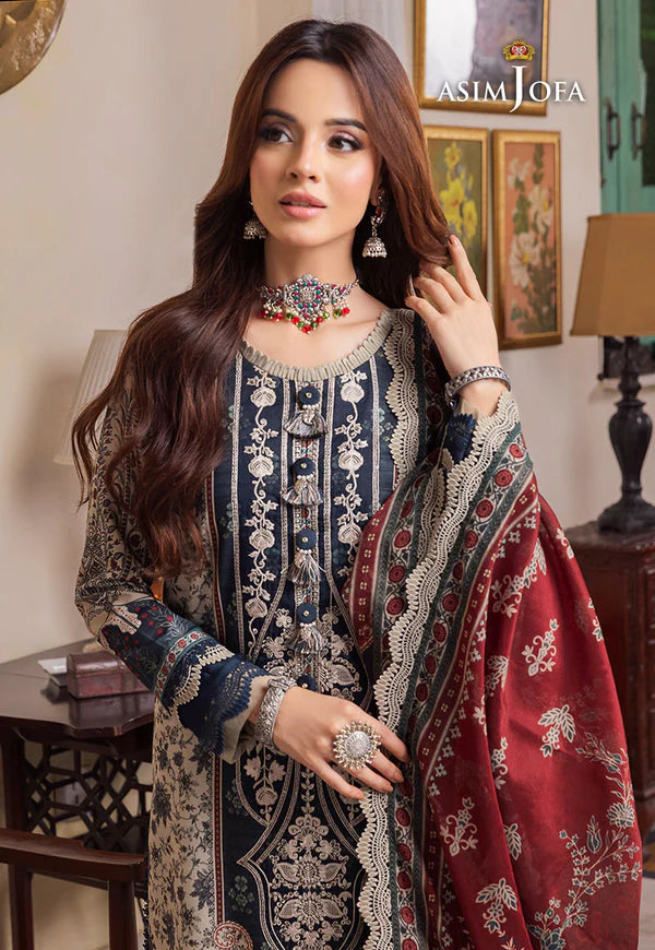 Asim Jofa - Summer 3PC Lawn Digital Print Dress - VL1254