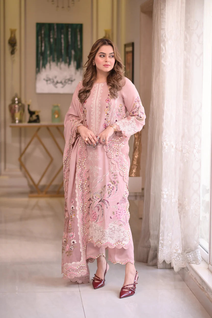 ANEELA’S - Unstitched Luxury Lawn Heavy Embroidered 3PC Suit - VL1326