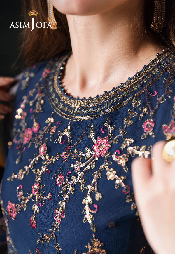 AsimJofa - Unstitched 3 piece Sequin embroidered Lawn suit - VL1303