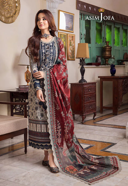 Asim Jofa - Summer 3PC Lawn Digital Print Dress - VL1254