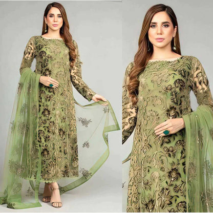 VL147 Bareeze - 3PC Lawn Heavy Embroidered Shirt With Organza Embroidered Dupatta