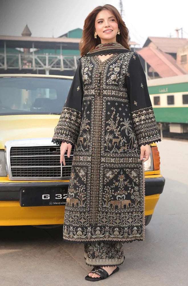 Asim Jofa - Winter 3PC Dhanak Embroidered Suit - VL1284