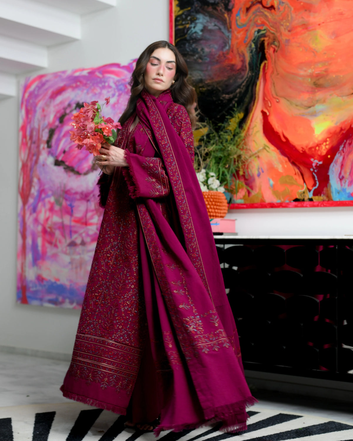 ZAIB - Winter 3PC Dhanak Embroidered Suit - VL 1617
