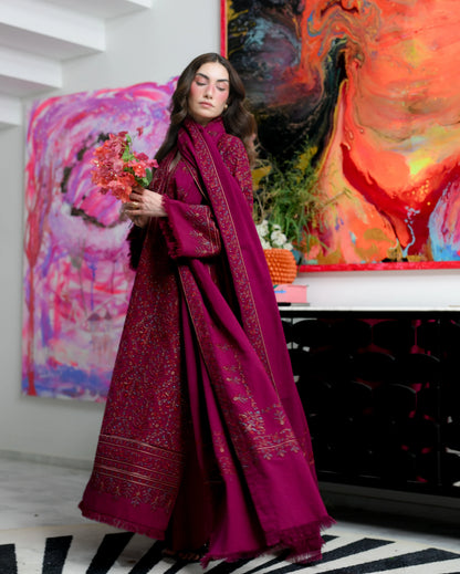 ZAIB - Winter 3PC Dhanak Embroidered Suit - VL 1617