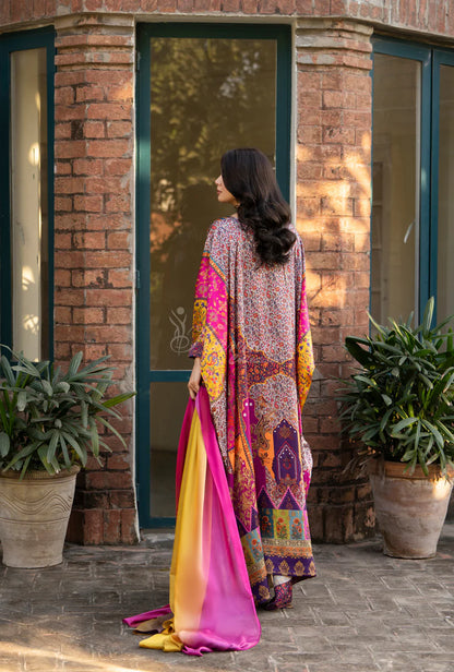 Maria b 3PCS UNSTITCHED SUIT FABRIC Digtal printed Silk - VL1484